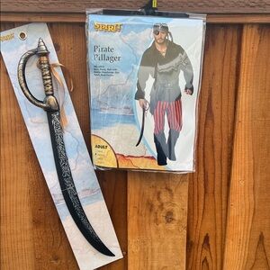 Halloween costume Spirit Pirate Pillager Costume with Black and Red Stripes